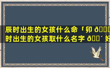 辰时出生的女孩什么命「卯 🐝 时出生的女孩取什么名字 🌴 好」